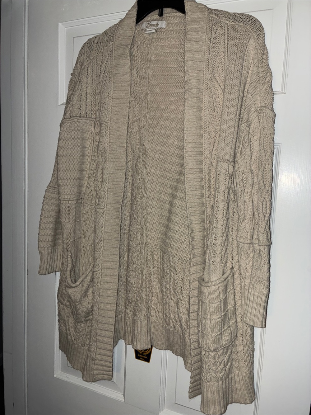 Natural Reflections Cream Cable Knit Open Cardigan